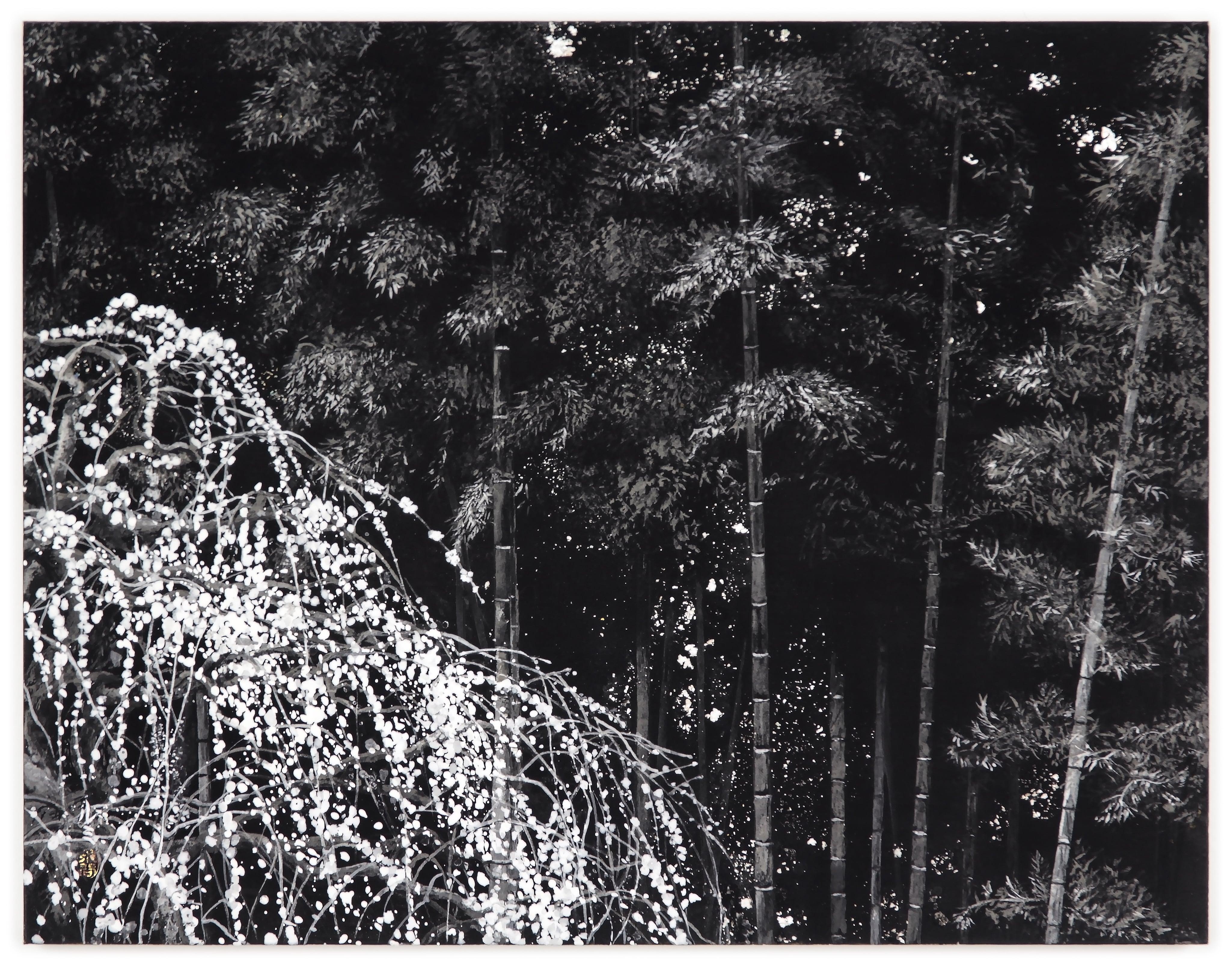 Weeping Plum Tree IV by Lumi Mizutani - Japanese style landscape painting