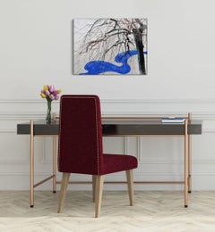 Canción invernal I de Lumi Mizutani - Pintura japonesa de paisaje, hoja de plata, árbol