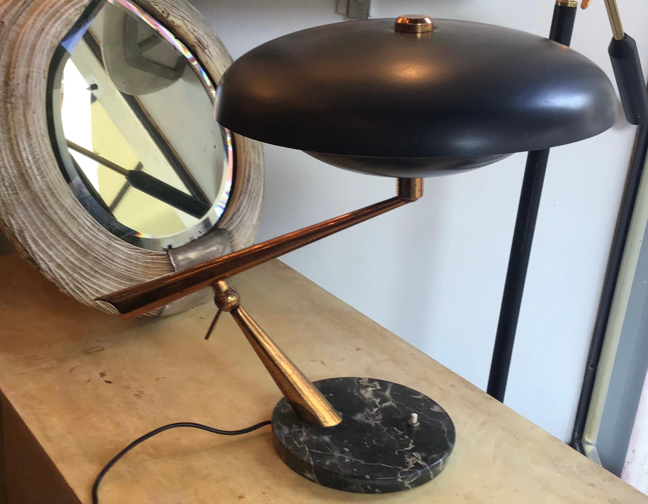 Lumi Oscar Torlasco Table Lamp Marbre Brass Metal Adjustable 1940 Italy For Sale 11