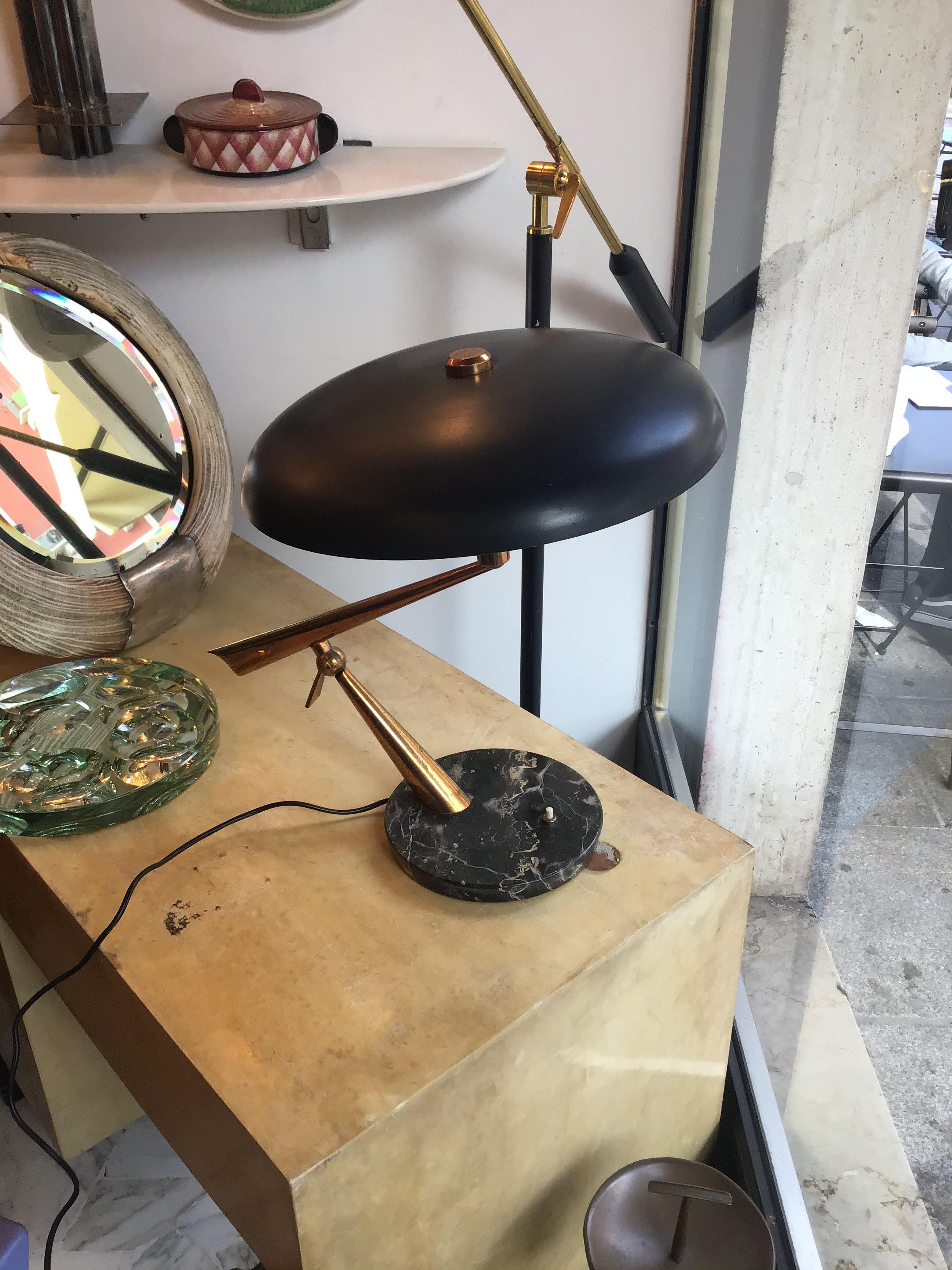 Lumi Oscar Torlasco Table Lamp Marbre Brass Metal Adjustable 1940 Italy For Sale 12