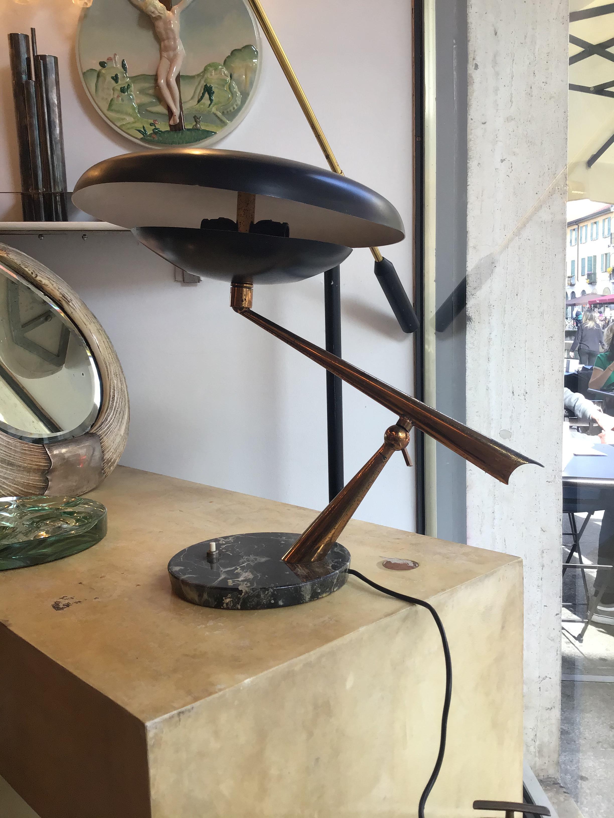Lumi Oscar Torlasco Table Lamp Marbre Brass Metal Adjustable 1940 Italy For Sale 13