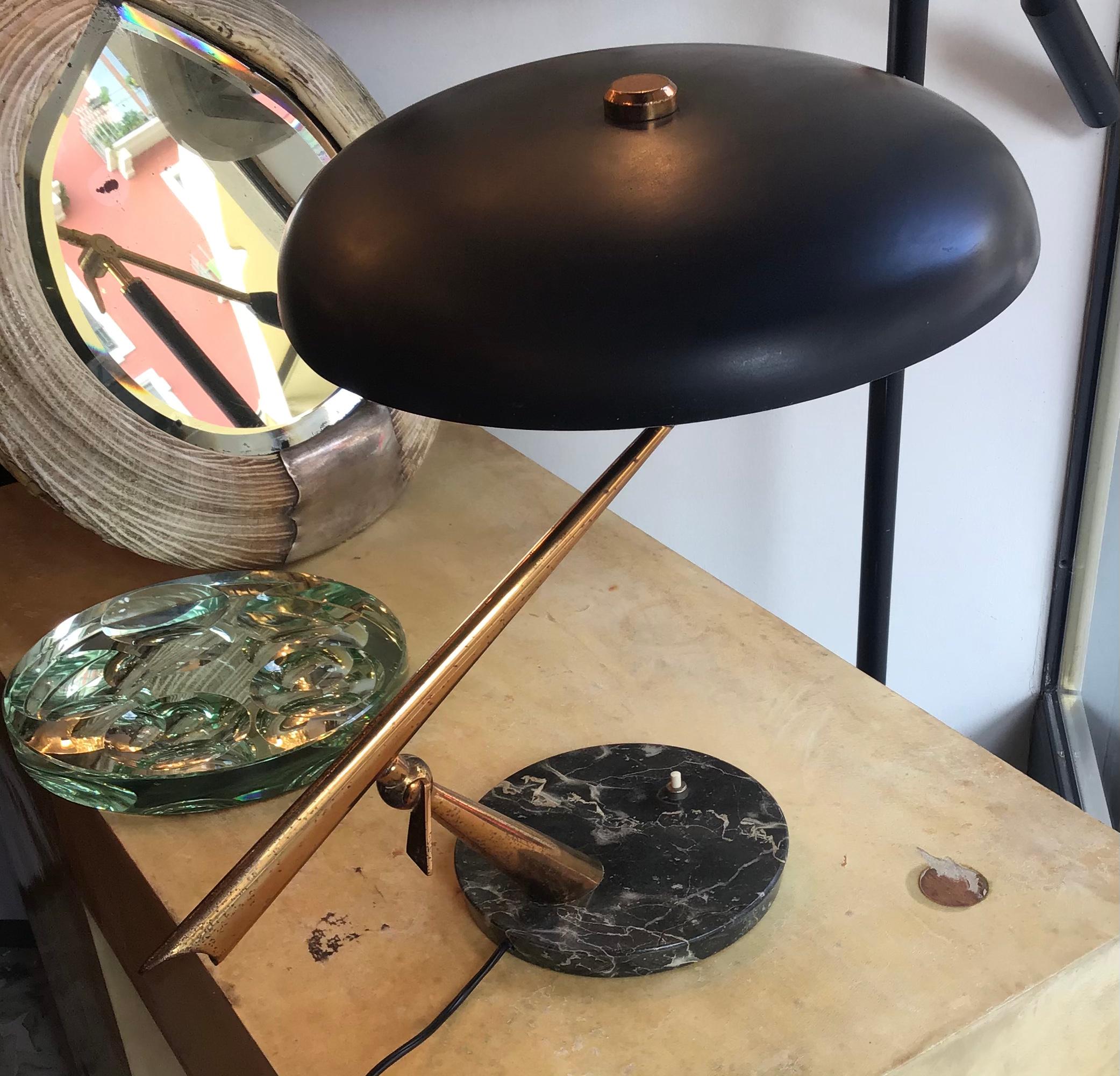 Lumi Oscar Torlasco Table Lamp Marbre Brass Metal Adjustable 1940 Italy For Sale 14