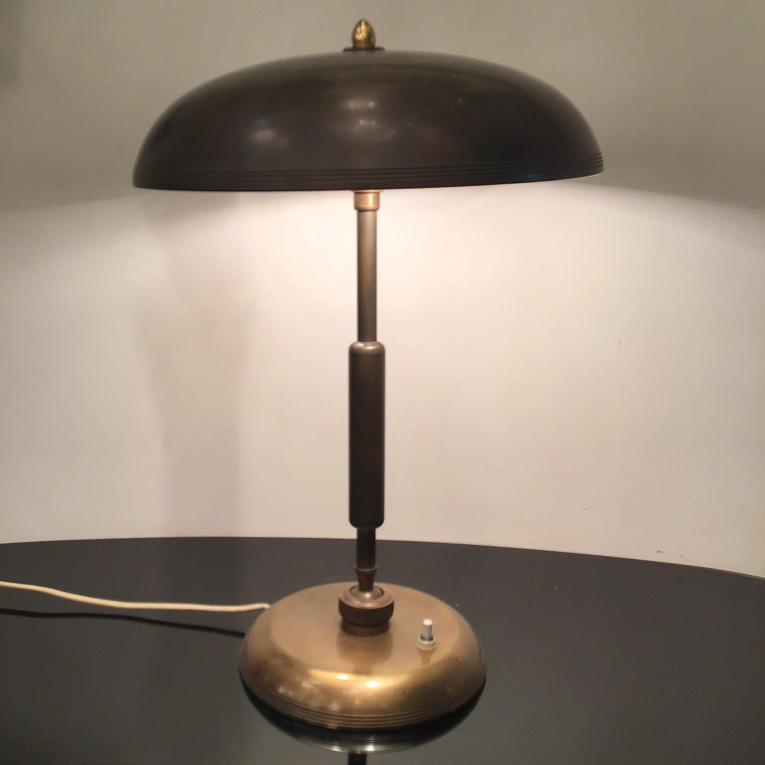 Italian LUMI - OSCAR TORLASCO -Table Lamp Adjustable Brass - 1950, Italy