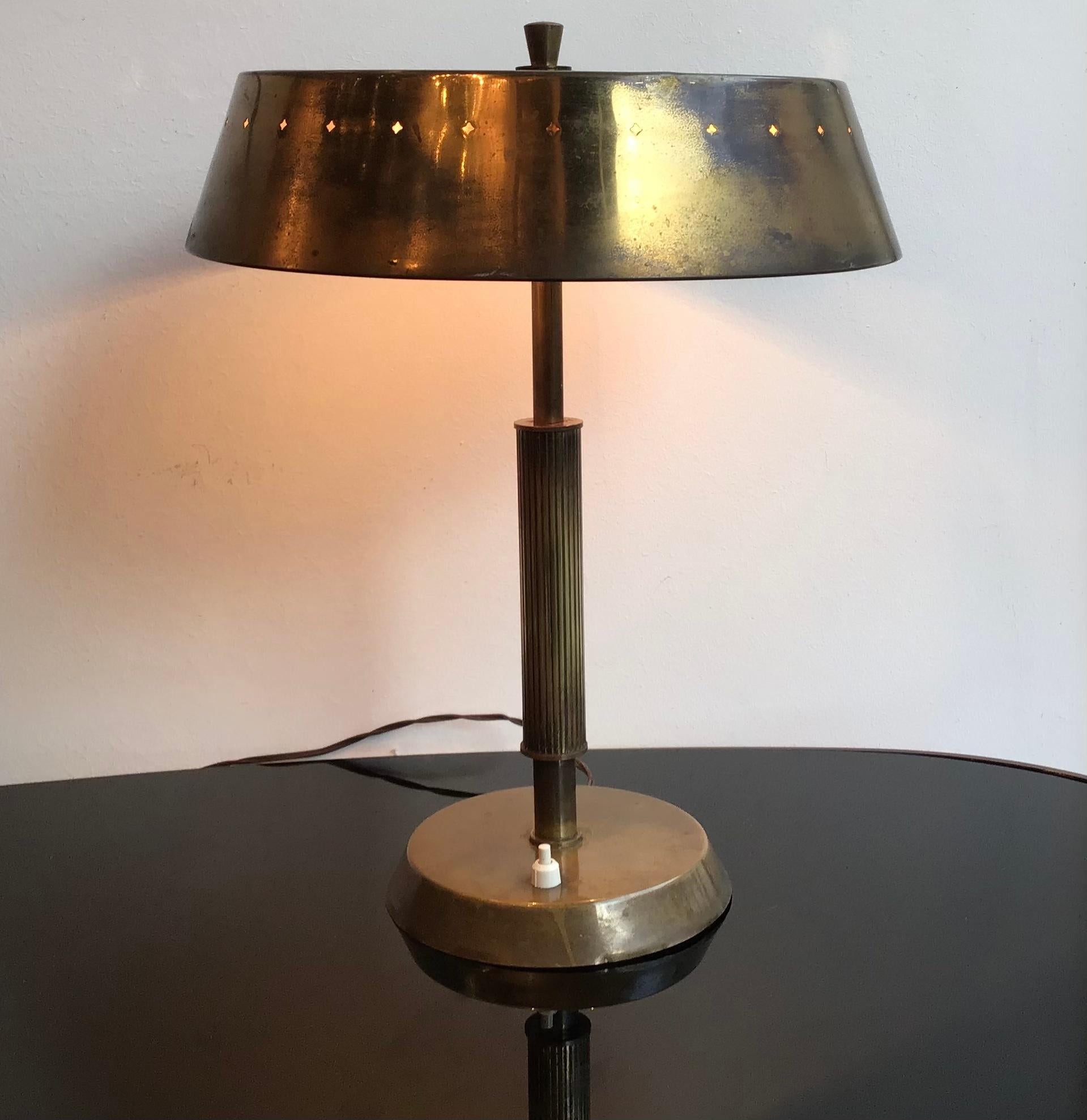 Mid-20th Century Lumi Table Lamp Brass, 1945, Italy  For Sale