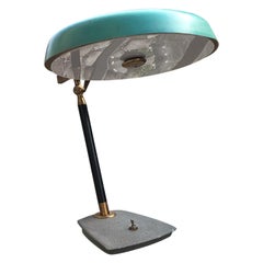 Lampe de bureau Lumi en métal et plexiglas laiton, 1950, Italie