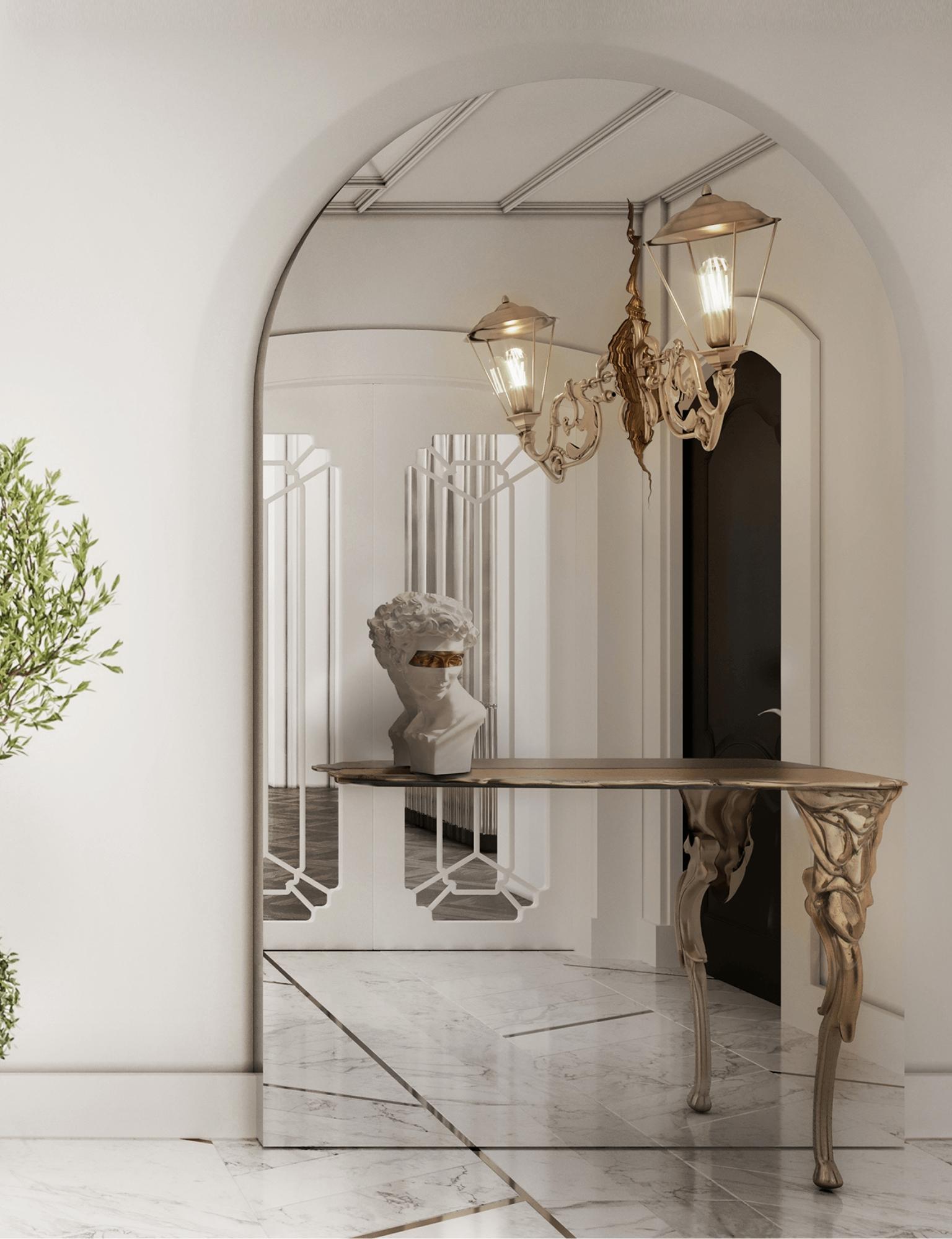 Console Lumière  - Laiton forgé et martelé et miroir Boca do Lobo en vente 3