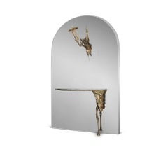 Lumiere Console -  - Forged Gold-Plated Hammered Brass & Mirror - Boca do Lobo