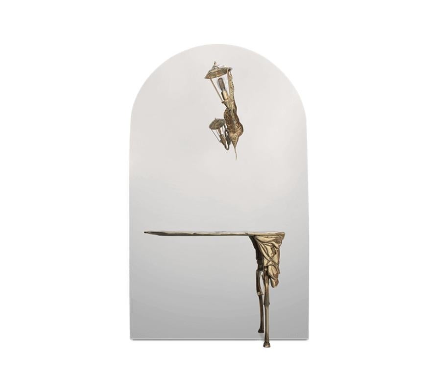 Lumiere Console in Glass and Gold Plated Brass by Boca do Lobo For Sale