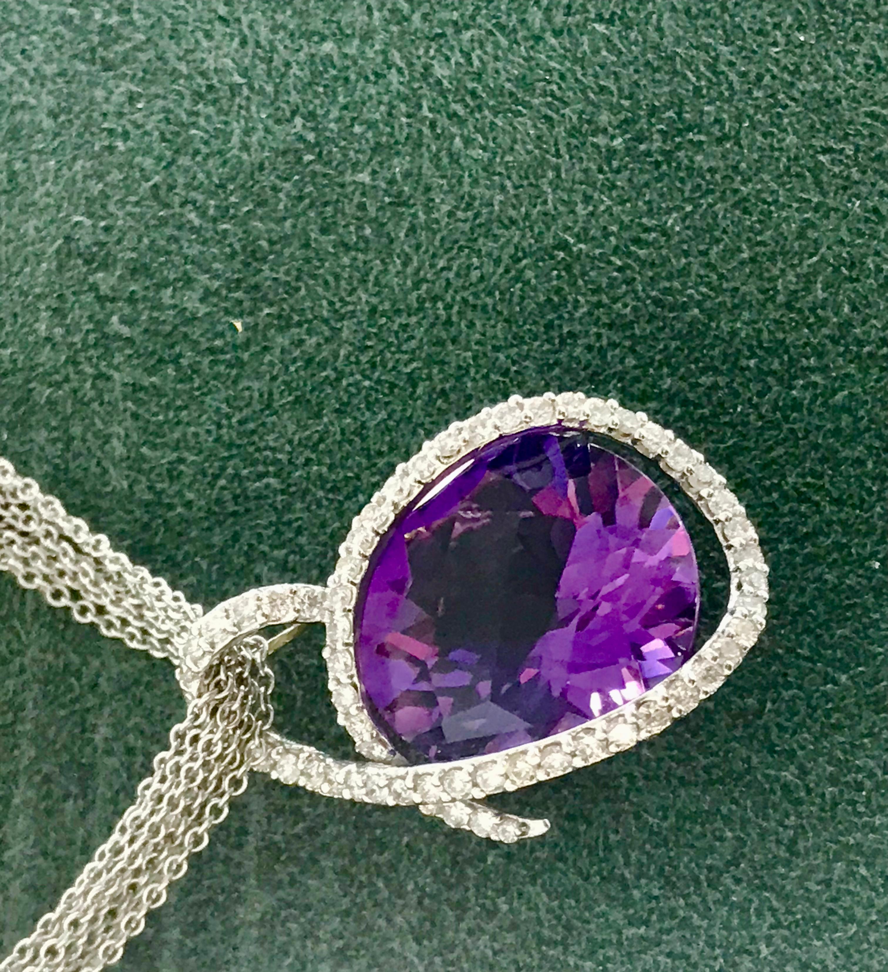 Lumiere Diamond Wrapped Amethyst Chain Necklace In New Condition For Sale In Spartanburg, SC