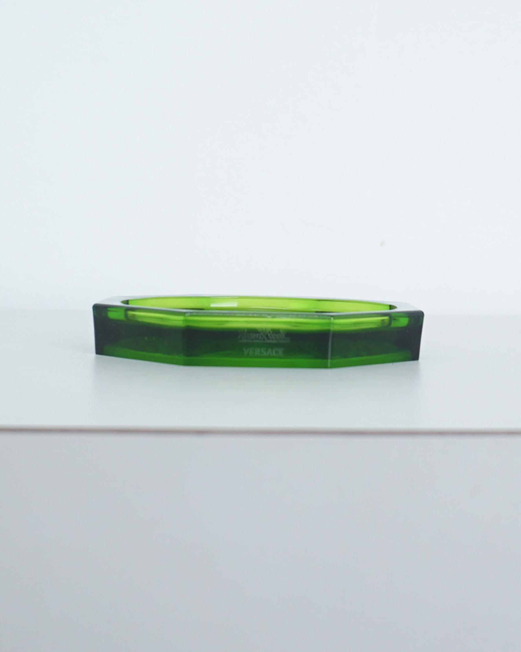 Post-Modern “Lumiere” Emerald Green Coaster or Ashtray by VERSACE for Rosenthal For Sale