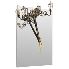Lumiere Rectangular Mirror - Forged Gold-Plated Hammered Brass - Boca do Lobo