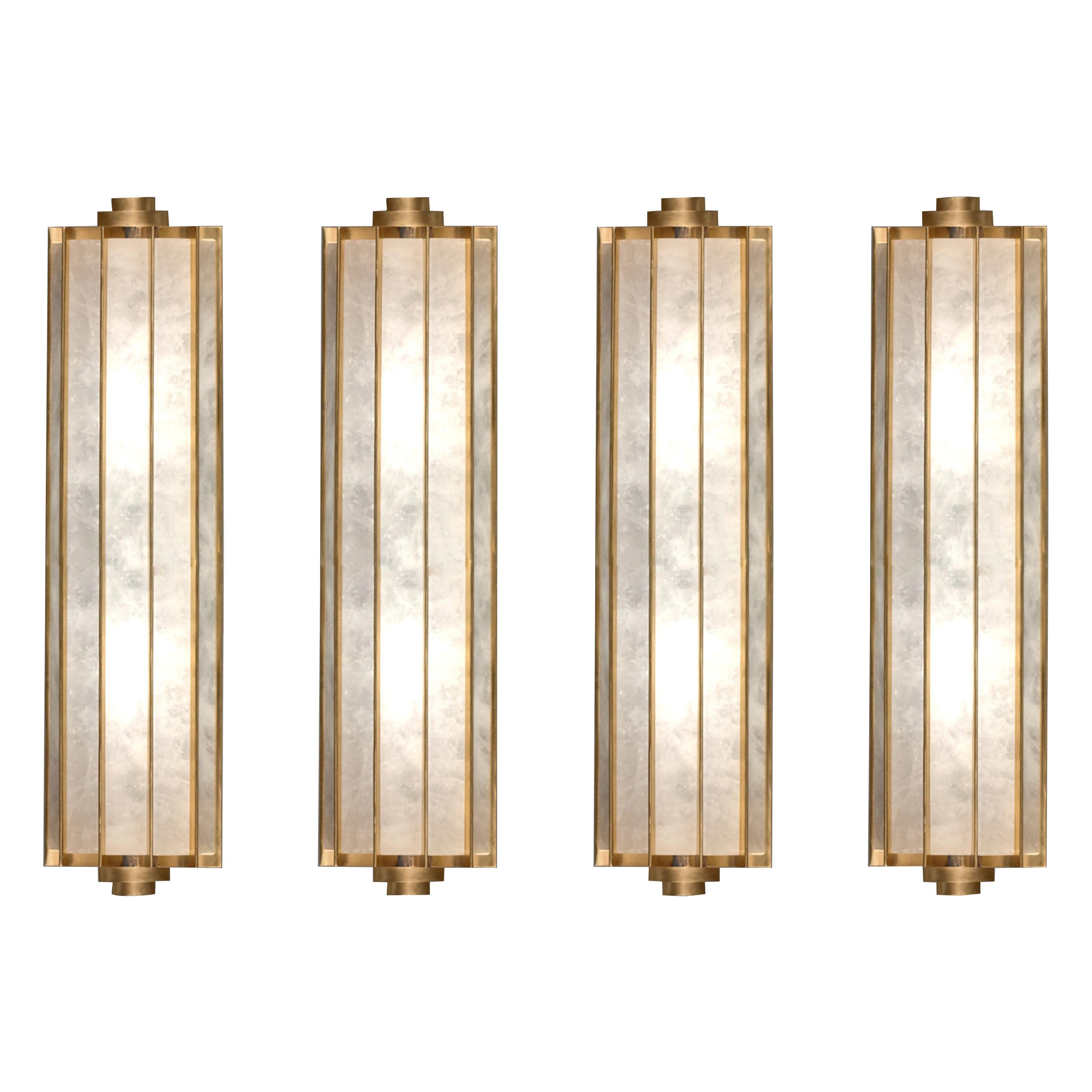 Group of Four CSA18 Rock Crystal Sconces by Phoenix