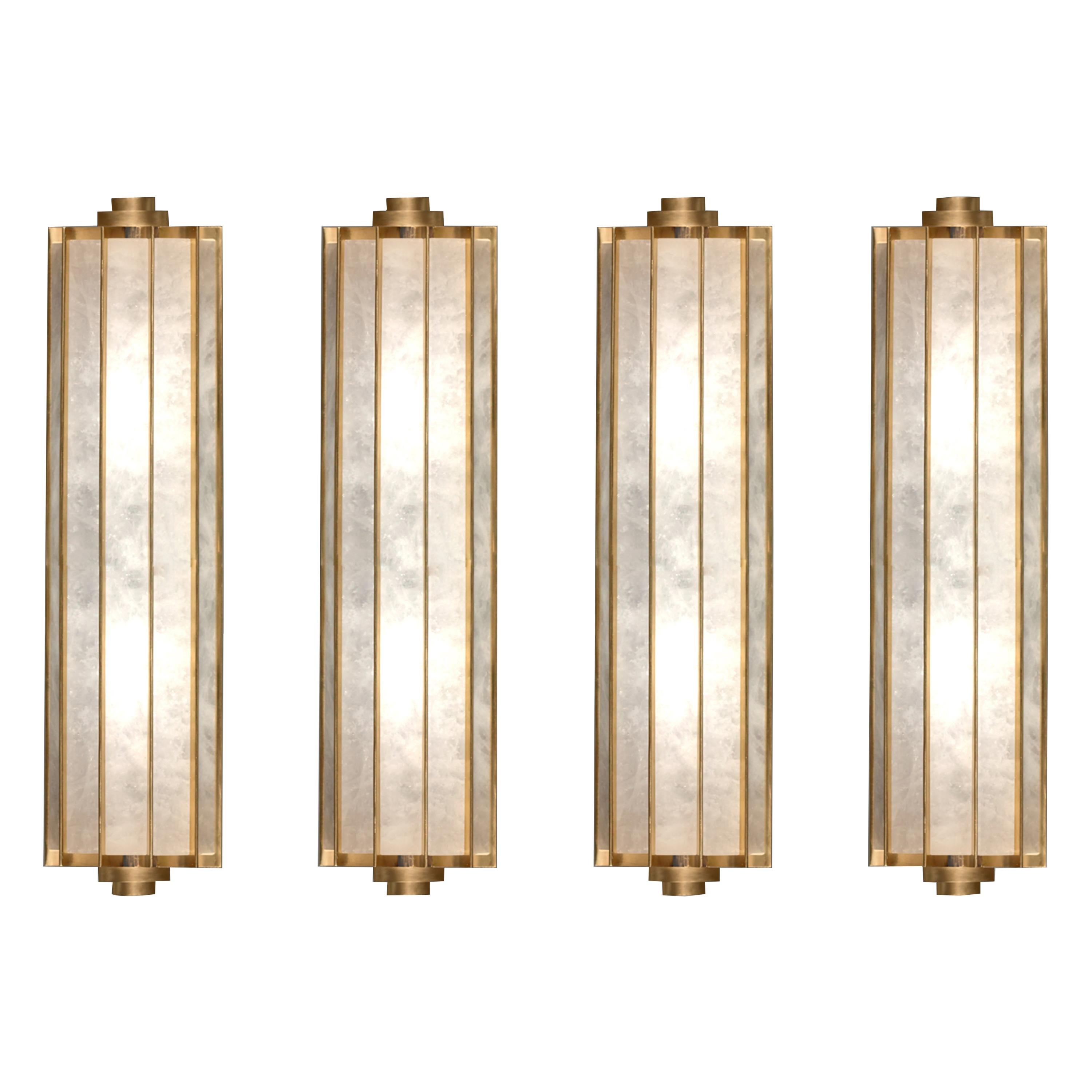 Group of Four Lumiere Rock Crystal Sconces by Phoenix For Sale