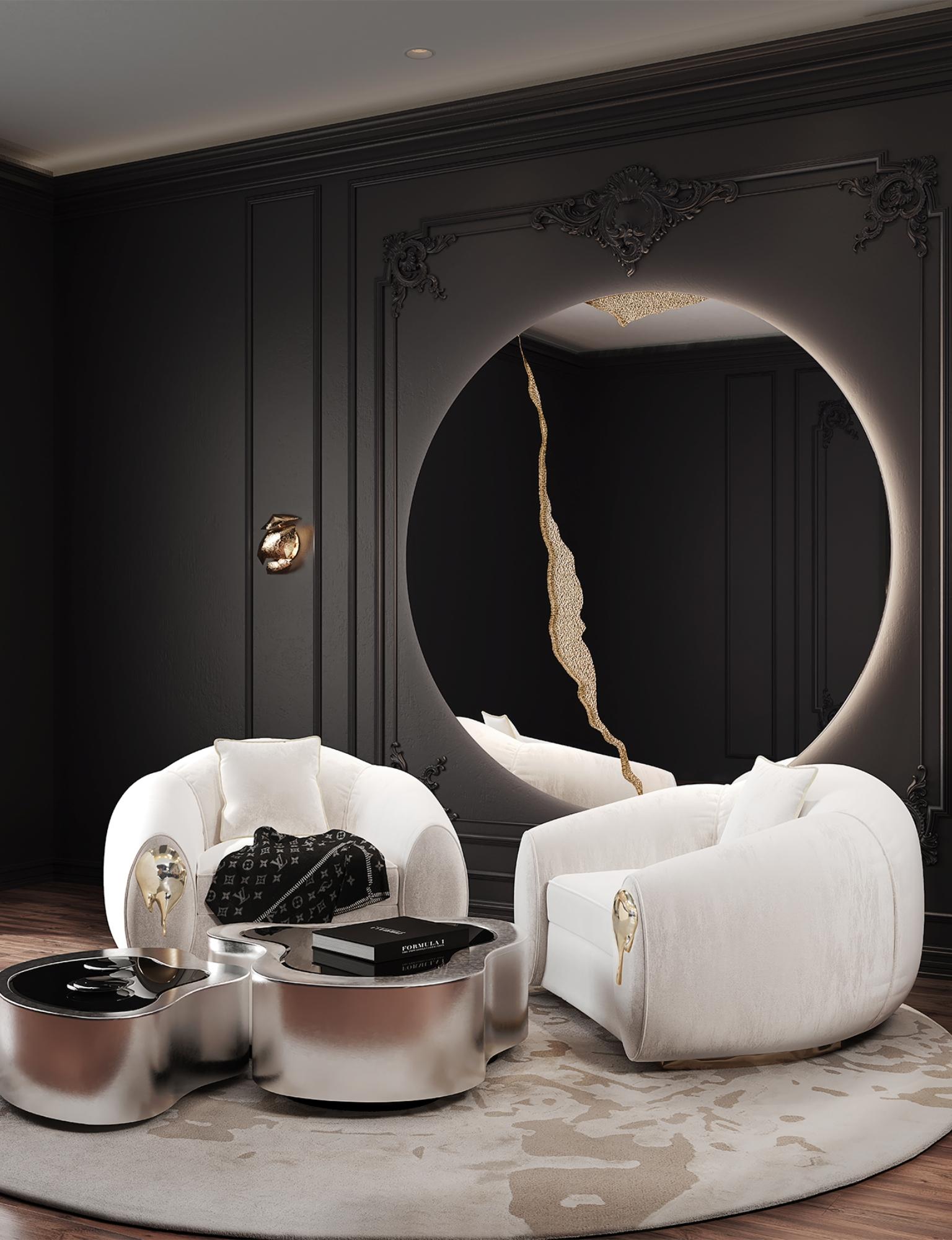 Lumiere Round II Spiegel  - Hand-Craft Gold-Plated Hammered Brass - Boca Do Lobo im Zustand „Neu“ im Angebot in Rio Tinto, PT