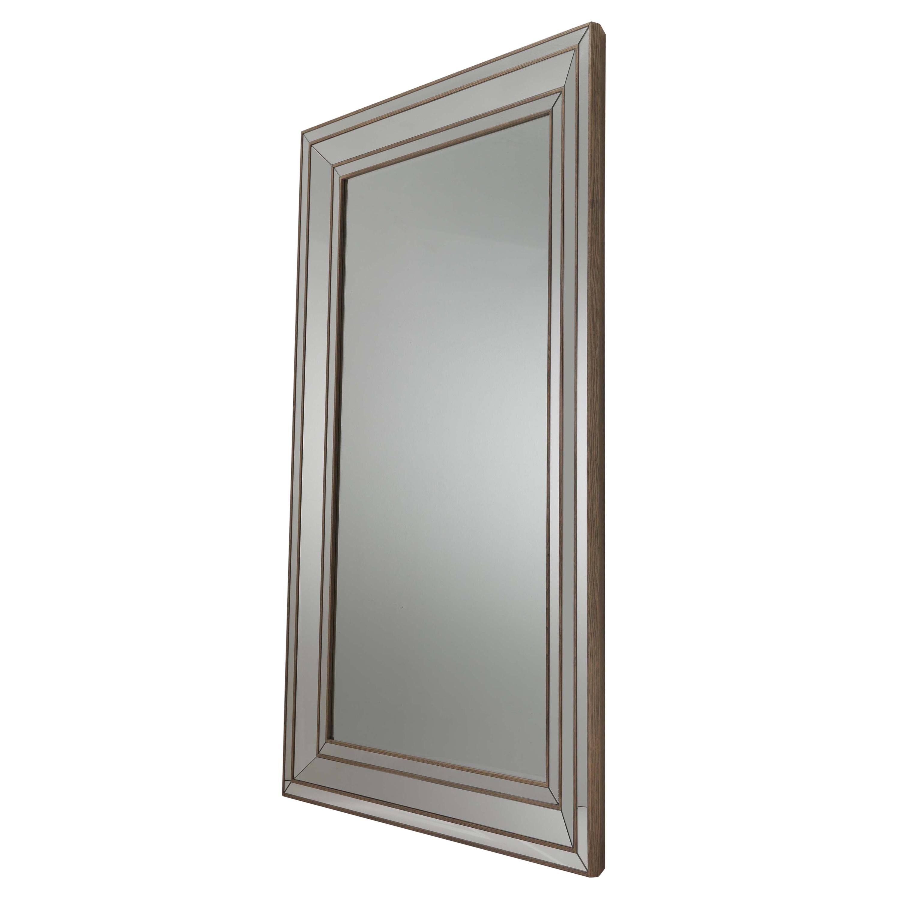 LUMIERE Wall Natural Mirror with Inserts in Gray Oak in the Frame For Sale