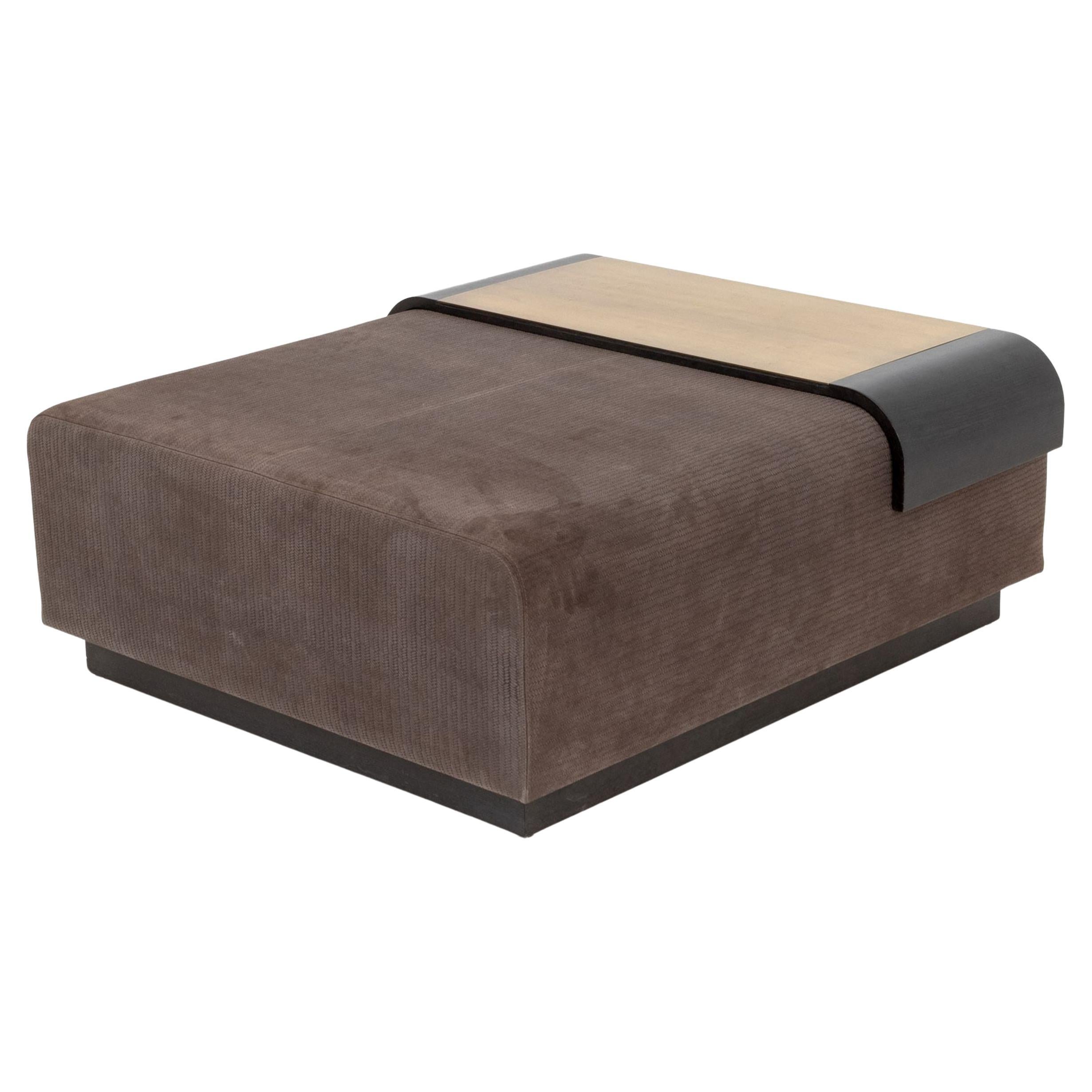 Lumifer "Obi" Suede Upholstered Ottoman For Sale