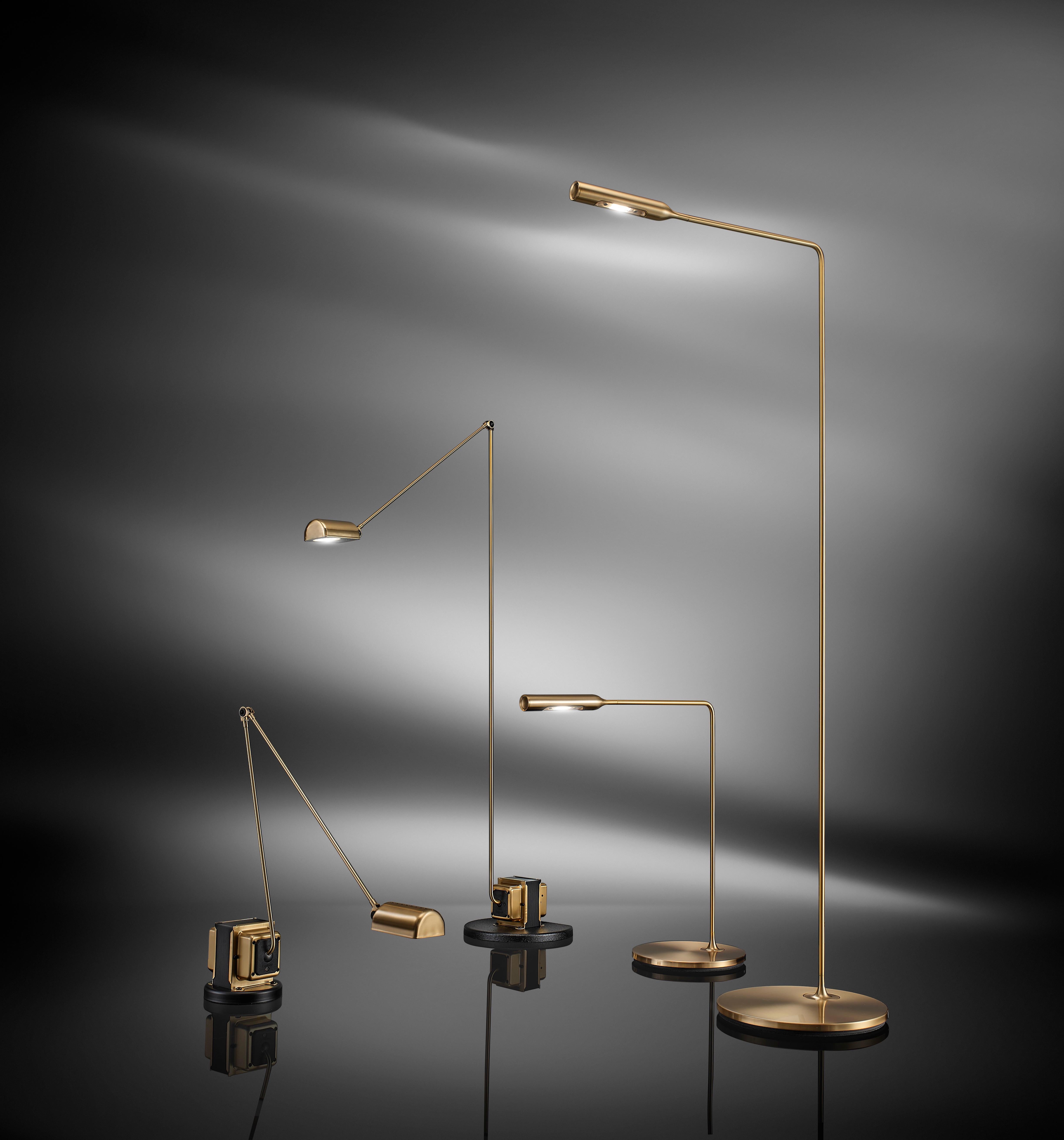 Contemporary Lumina Brushed Gold Daphine LED Floor Lamp  by Tommaso Cimini For Sale