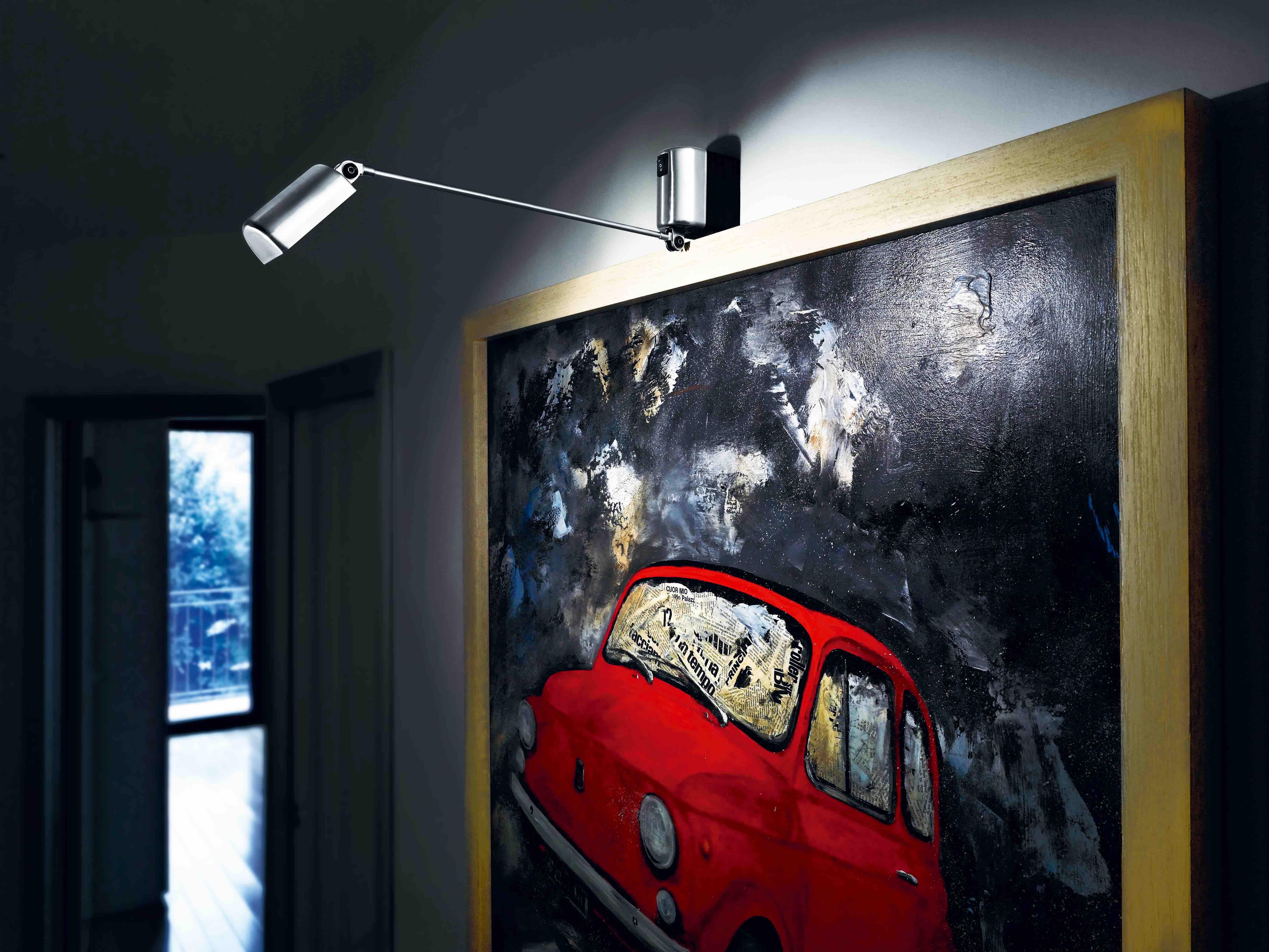 Moderne Lampe murale Lumina Daphine Parete 35 LED en nickel brossé de Tommaso Cimini en vente