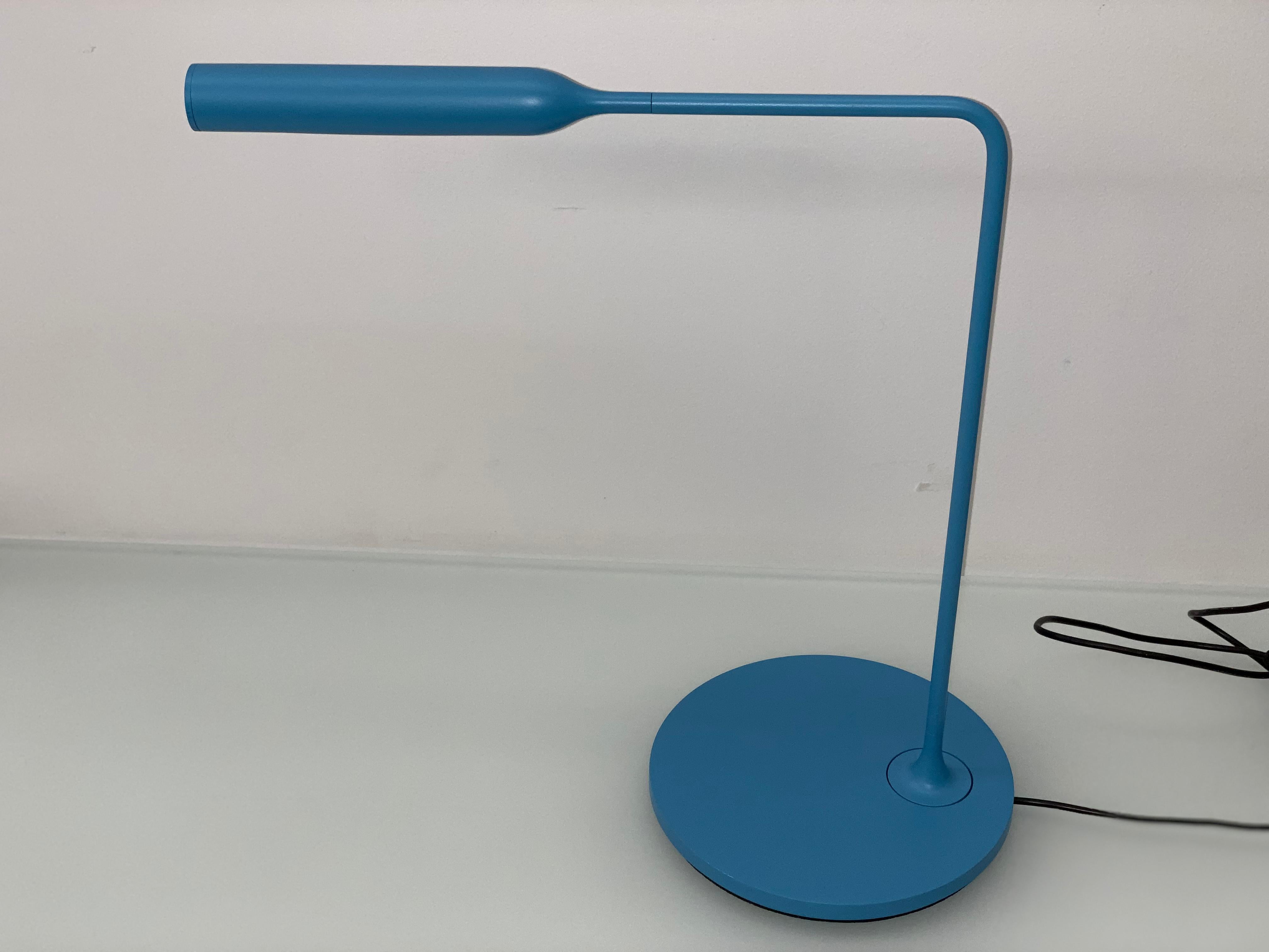 Aluminum Lumina Flo Lamp in Matte Cyan by Foster+Partners