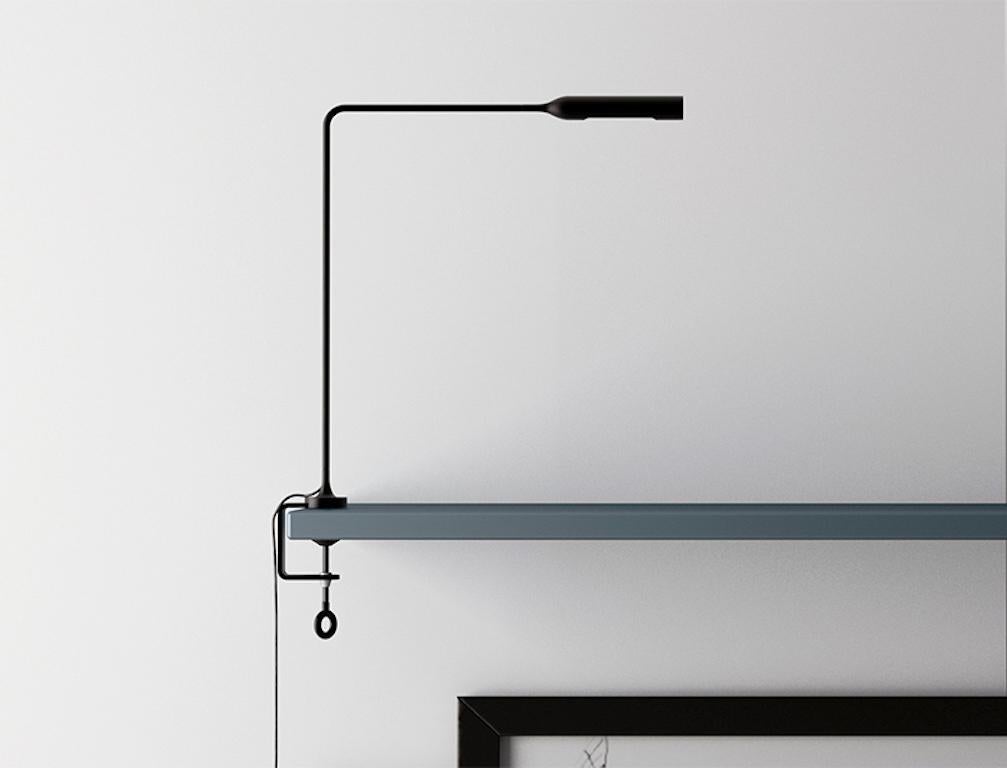 Italian Lumina Flo Table Lamp with Clamp in Black Soft-Touch by Foster+Partners