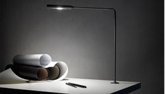 Lumina Flo Table Lamp with F46 Grommet in Brushed Nickel by Foster+Partners