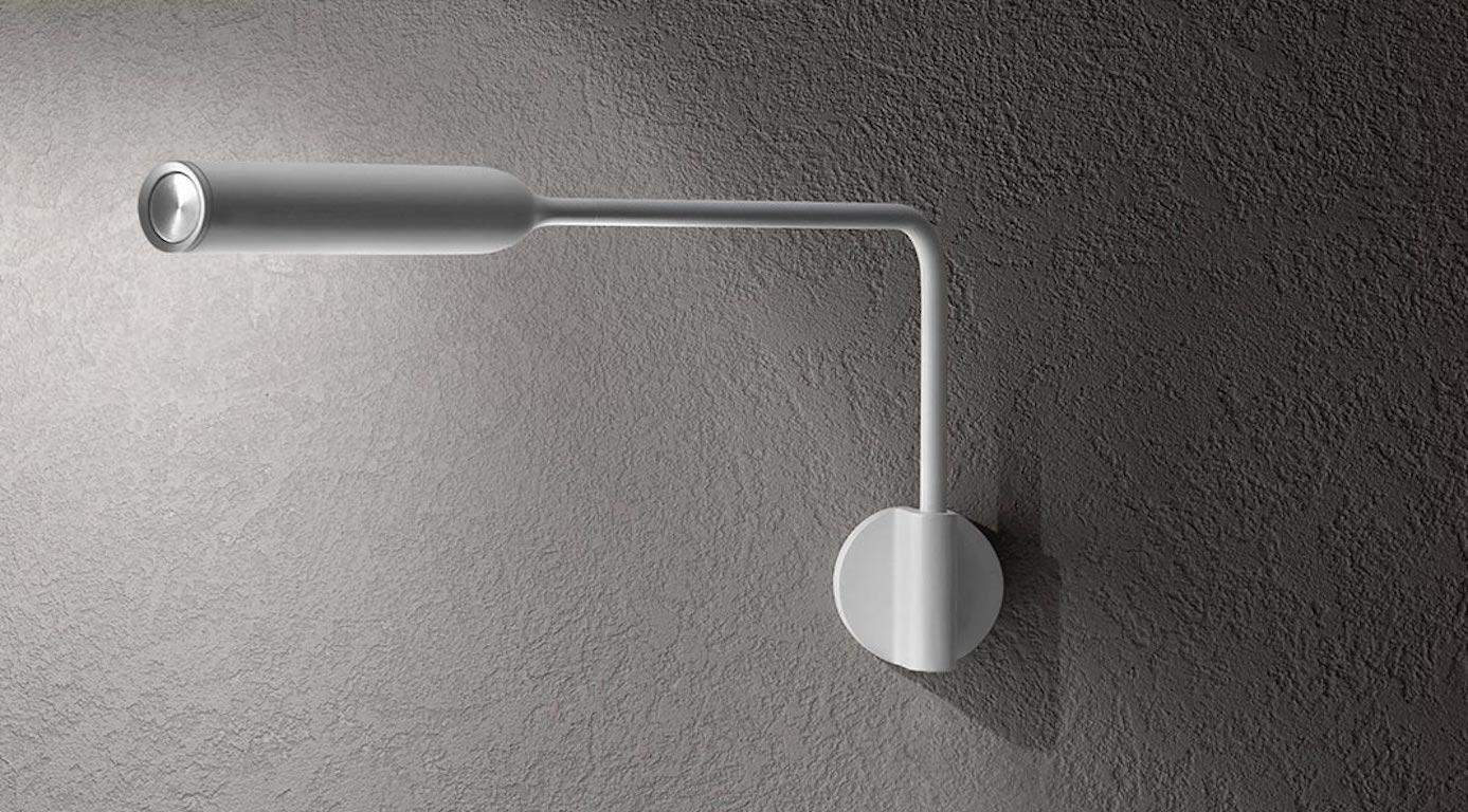 Italian Lumina Flo Wall M Lamp in Brushed Nickel by Foster+Partners For Sale