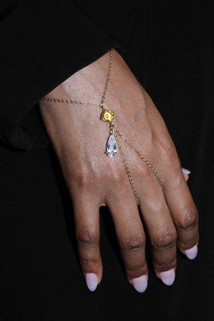 Lumina Hand Chain with 14k Gold-Filled Chain & Yellow with Crystal Teardrop