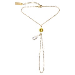 Lumina Hand Chain with 14k Gold-Filled Chain & Yellow with Crystal Teardrop
