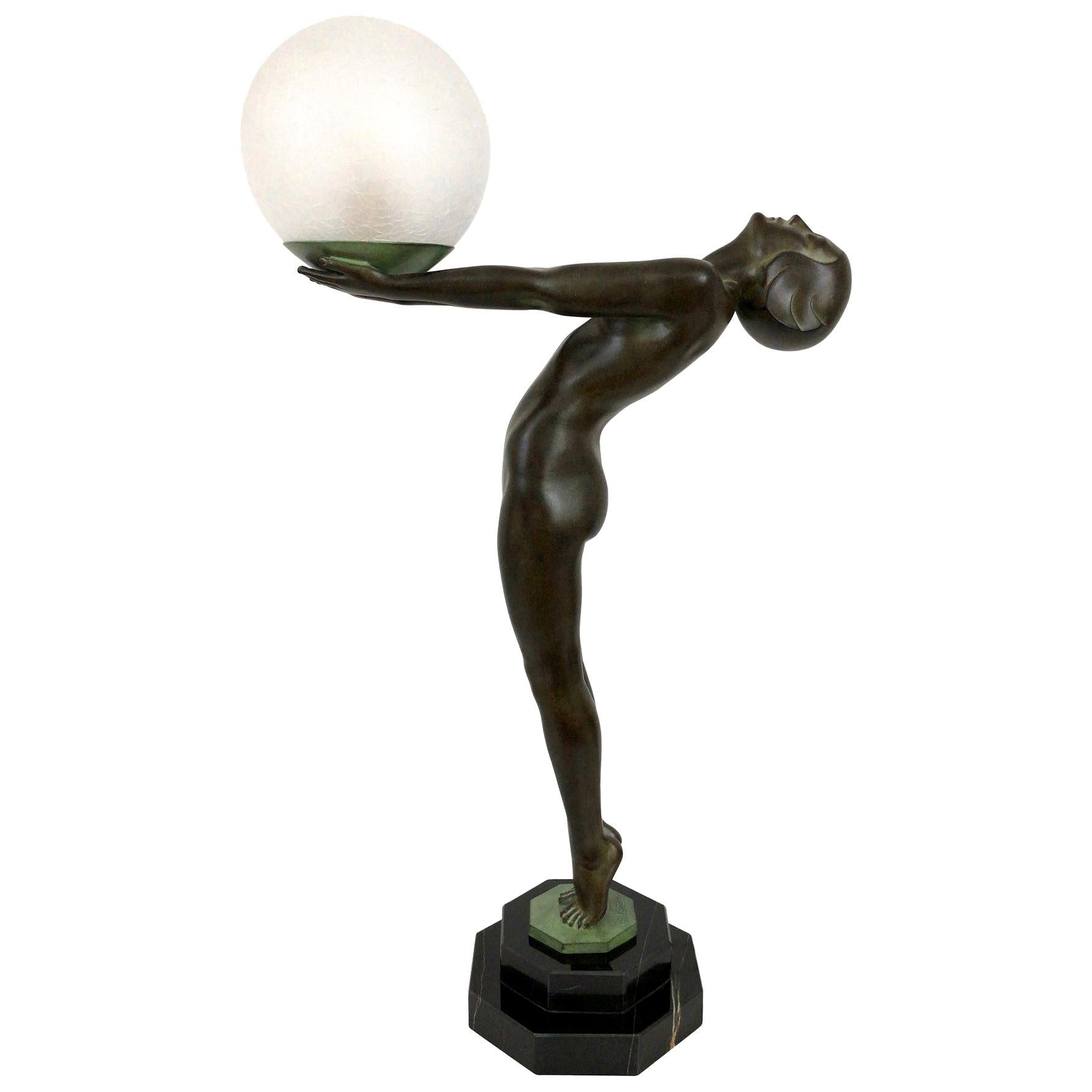Lumina Wichtige Art Deco Skulptur Lampe Original Max Le Verrier