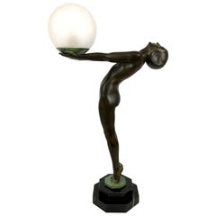 Lumina Important French Art Deco Sculpture Clarté Lamp Original Max Le Verrier