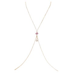 Lumina Mini Body Chain in Bright Pink with Crystal Teardrop 14k Gold-Filled