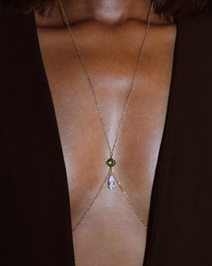 Lumina Mini Body Chain in Peridot Green with Crystal Teardrop 14k Gold Filled