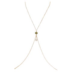 Lumina Mini Body Chain in Peridot Green with Crystal Teardrop 14k Gold Filled