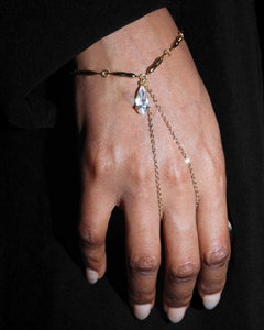 Lumina Molten 14K Gold-Filled Hand Chain with Teardrop Crystal