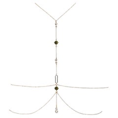 Lumina T-Line 14K Gold-gefüllte Körperkette mit Peridot-grünen Kristall-Akzenten