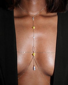 Lumina T-Line Body Chain in Citrine Yellow – 14k Gold-Filled