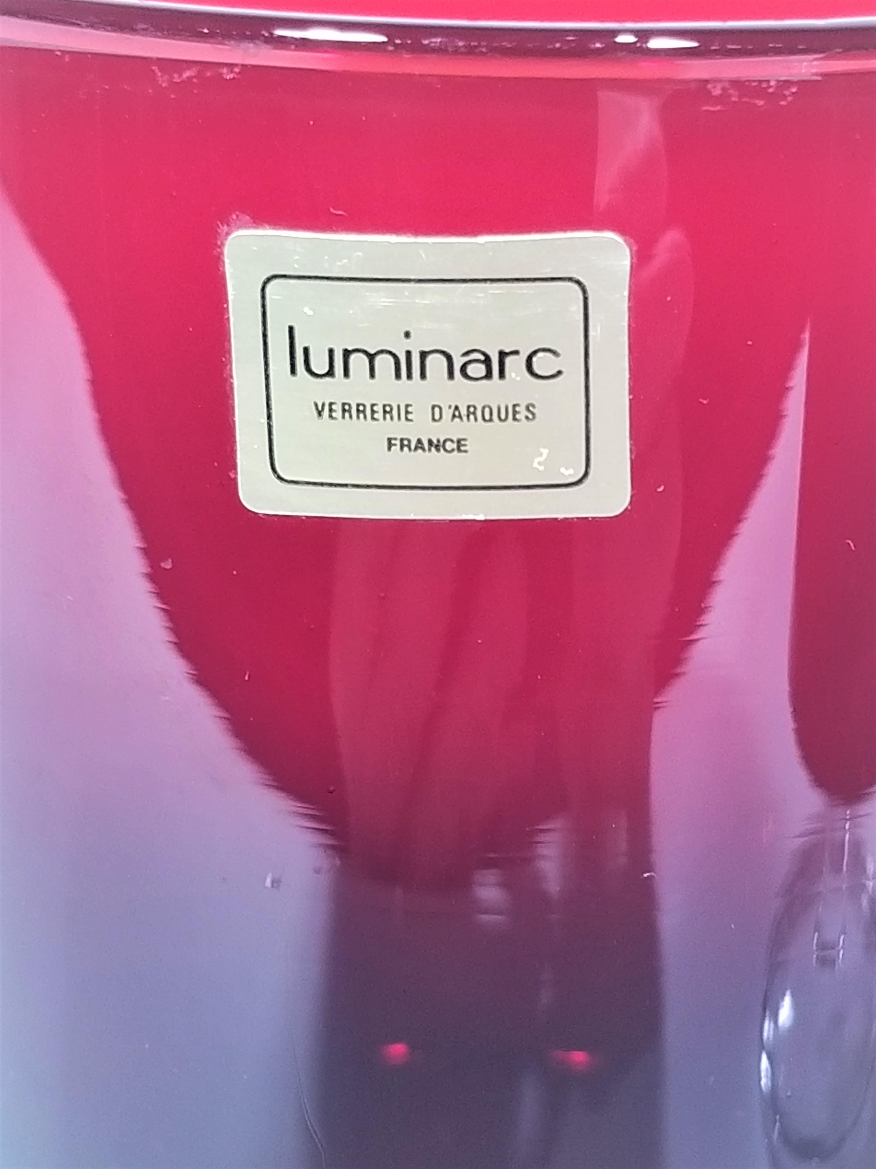 French Luminarc France Glassware Stemware Mid Century 1960s Set of 6 For Sale