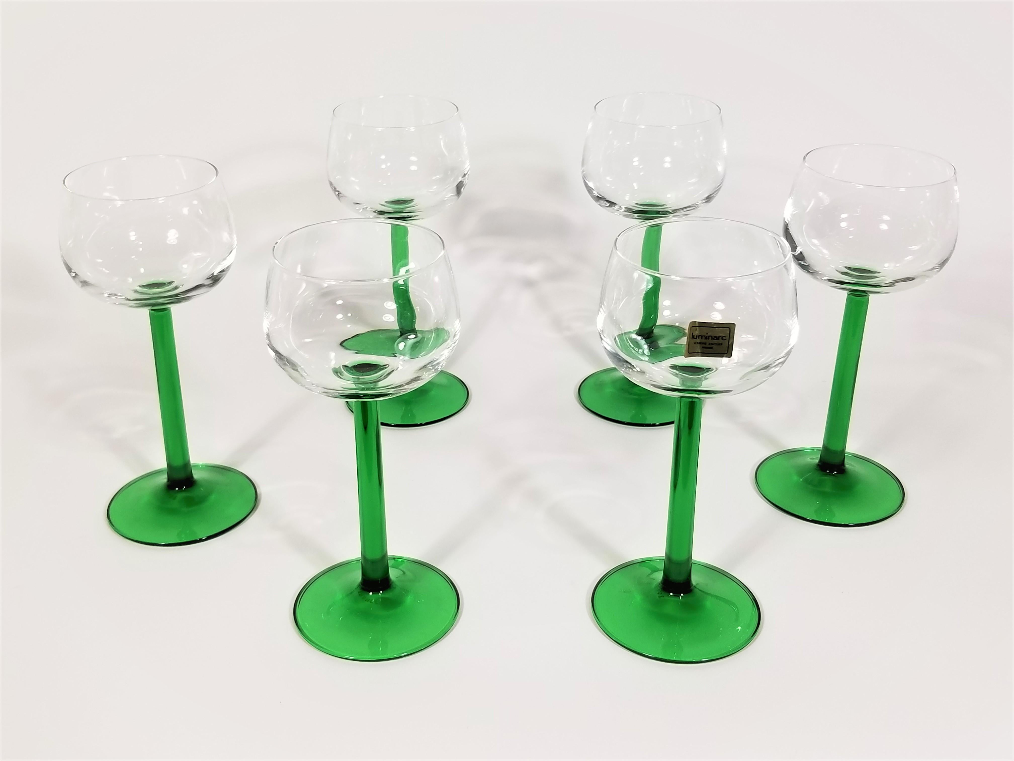 Luminarc Glassware Stemware France Mid Century Set of 6 1