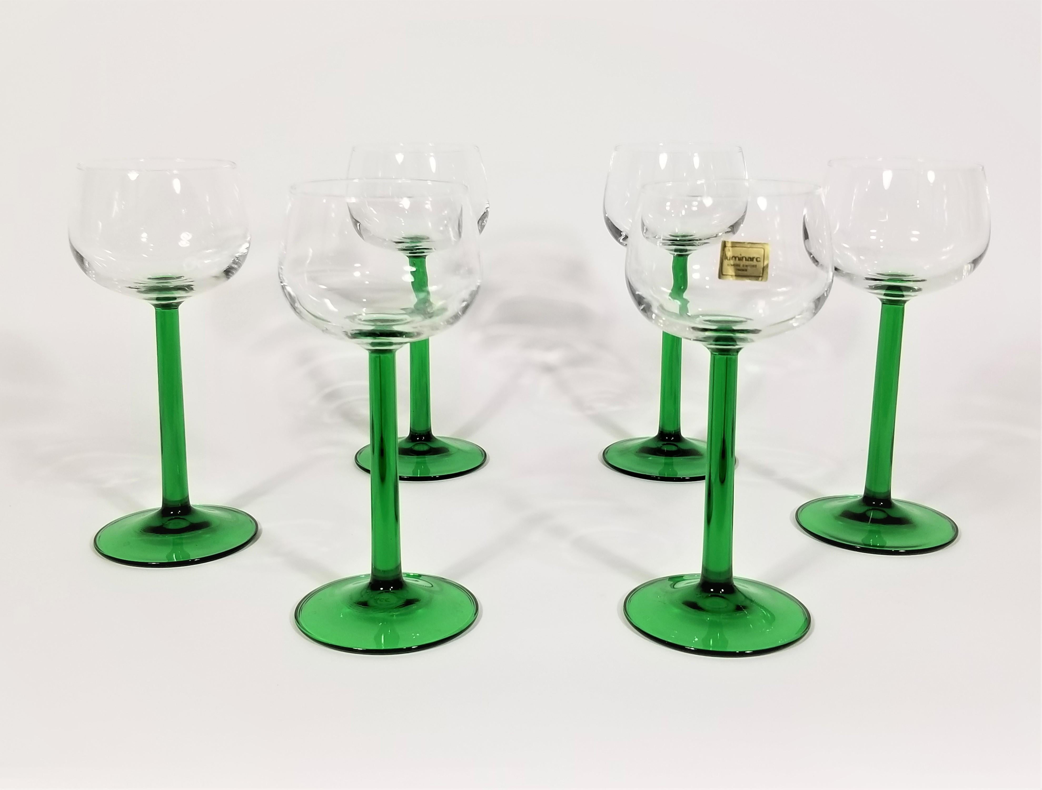 20th Century Luminarc Glassware Stemware France Mid Century Set of 6