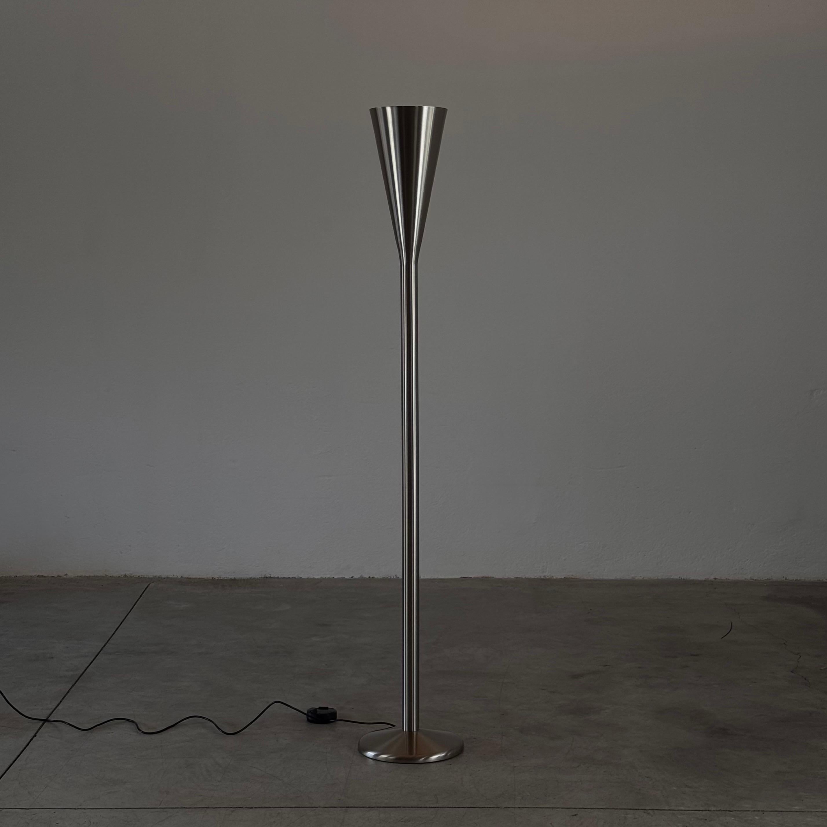 Mid-Century Modern Lampadaire Luminator de Pietro Chiesa pour Fontana Arte, finition en métal brossé en vente