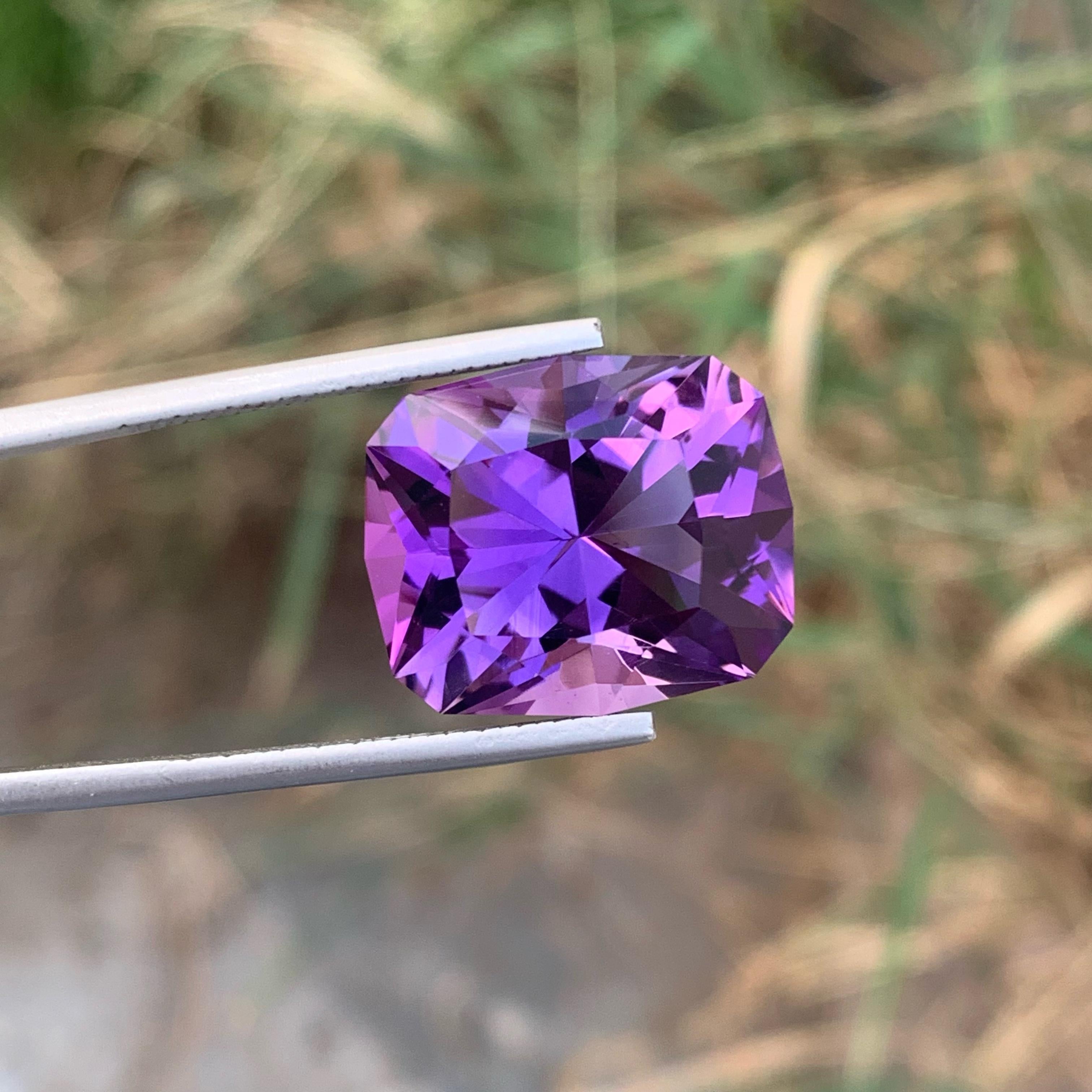 Modern Luminescent Purple Amethyst 16.70 carats Custom Precision Natural Brazilian Gem For Sale
