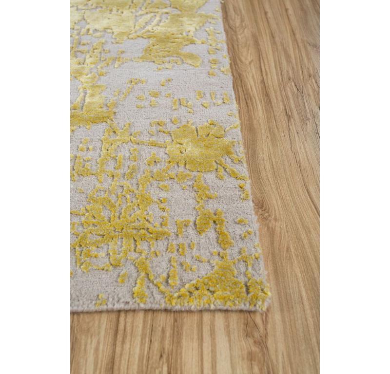 Modern Luminescent Reverie Antique White & Vibrant Yellow 240x300 cm Handknotted Rug For Sale