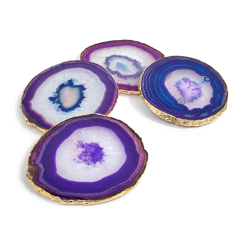 Other Lumino Coasters in Eggplant Agate and 24-Karat Gold by ANNA new york For Sale