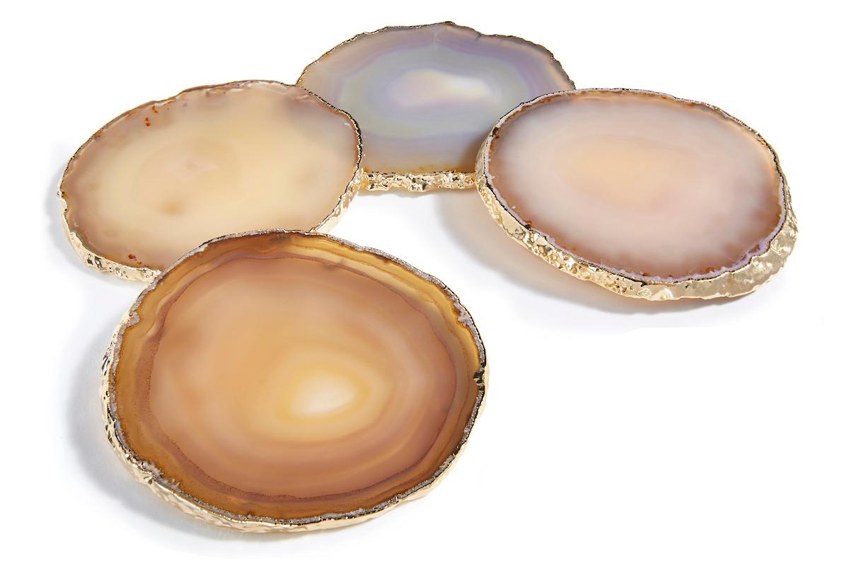 Other Lumino Coasters in Agate and 24-Karat Gold by ANNA New York For Sale