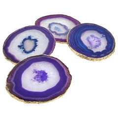 Lumino Coasters in Eggplant Agate and 24-Karat Gold by ANNA new york