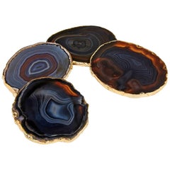 Lumino Coasters in Agate and 24-Karat Gold by Anna Rabinowitz