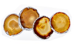 Lumino Coasters in Agate and Pure Silver by Anna Rabinowitz