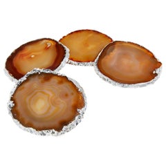Lumino Coasters in Agate and Pure Silver by Anna Rabinowitz