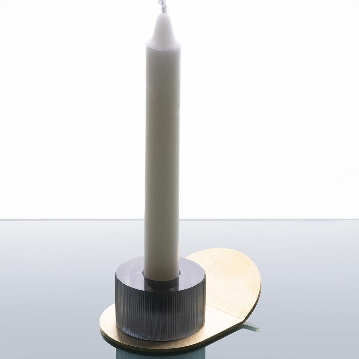 Lumino Stripe Candle Holder Steel Gray and Crystal by Federico Peri In New Condition For Sale In Milan, IT