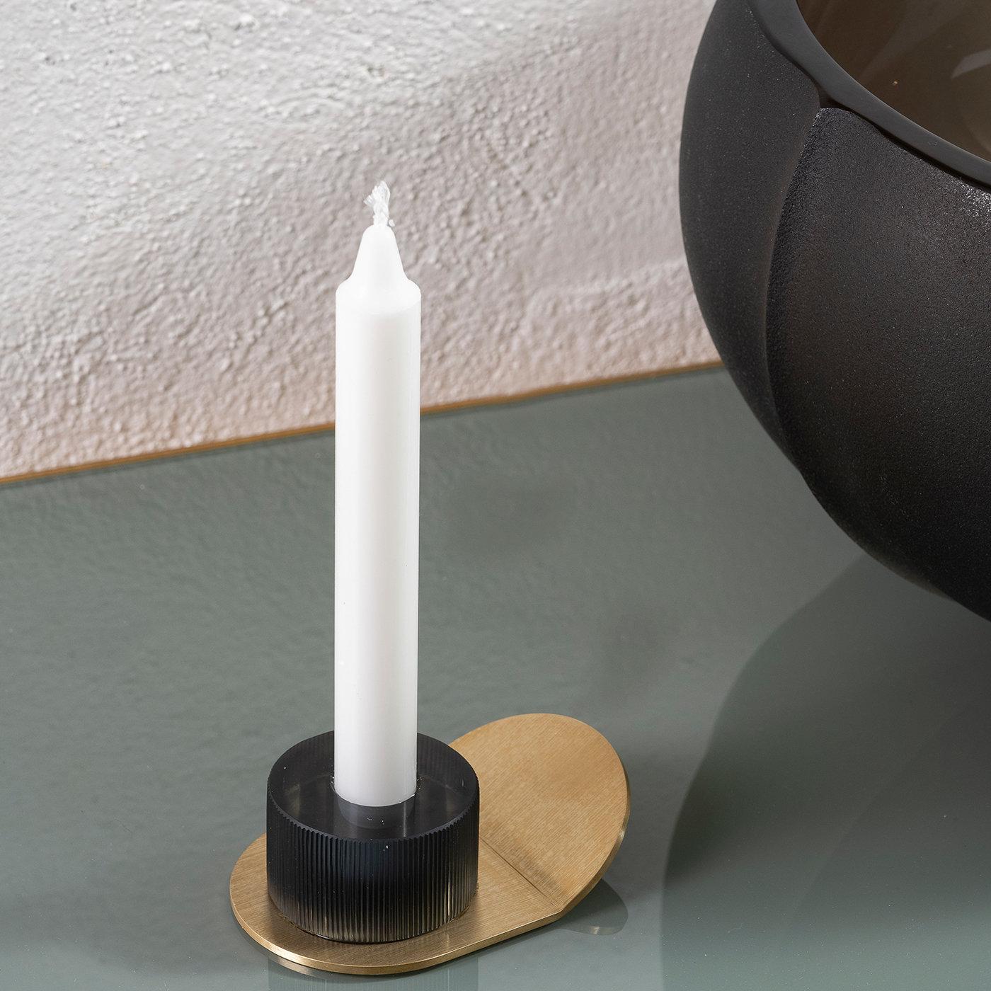 Lumino-Kerzenhalter aus Stahlgrau und Kristall mit Streifen von Federico Peri (21. Jahrhundert und zeitgenössisch) im Angebot